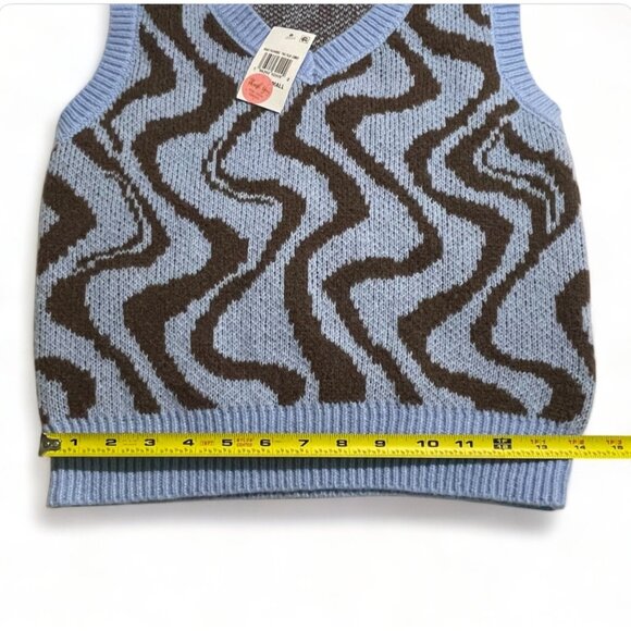 Crave Fame Juniors' Printed Sweater Vest - Pale Blue Combo, Size S, New - Picture 7 of 9